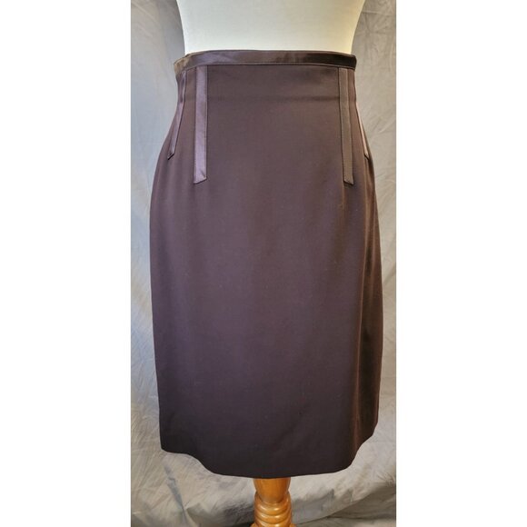 VINTAGE BROWN ESCADA PENCIL SKIRT size 42 -us size 6 - Picture 4 of 7